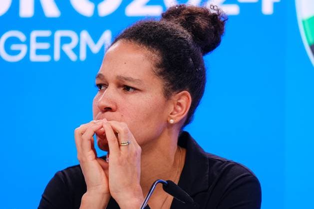 Celia Sasic, Ambassador, UEFA EURO 2024 , GER, Press Conference, UEFA Working Visits EURO 2024, Frankfurt am Main, 16 10 2023, GER, Press Conference, UEFA Working Visits EURO 2024, Frankfurt am Main, 16 10 2023 Frankfurt am Main Copyright: xEibner-Pressefoto FlorianxWieganx EP_FWD
