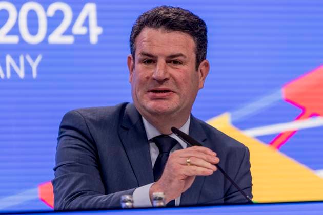 UEFA Euro 2024 Press Conference, eutsche Bank Park, Frankfurt, 16 10 2023 Hubertus Heil, Federal Minister of Labor and Social Affairs, UEFA Euro 2024 PK, Frankfurt, Eissporthalle, 16 10 2023 Copyright: xBEAUTIFULxSPORTS Gawlikx