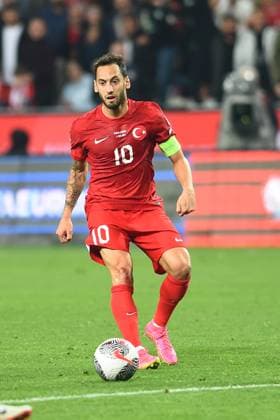 Hakan Calhanoglu of Turkey during 2024 European Football Championship qualifiers Group d Match between Turkey and Latvia of Konya Buyuksehir Stadium in Konya on October 15,2023. ( photo by Seskimphoto ) 