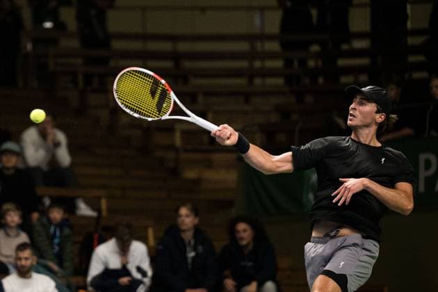 231016 Karl Friberg of Sweden during day 3 of the Nordic Open tennis tournament on October 16, 2023 in Stockholm Photo Emma Wallskog BILDBYRAN COP 320 EW0268 tennis tennis nordic open day 1 bbeng  Copyright: EMMAxWALLSKOG BB231016EW004