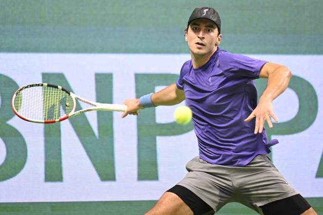 STOCKHOLM 20231016 Karl Friberg Sweden in his match against Miomir Kecmanovic Sebien during the Nordic Open tennis tournament at the Royal Tennis Hall on Monday STOCKHOLM SWEDEN x10030x  Copyright: xJonasxEkströmer TTx TENNIS NORDIC OPEN