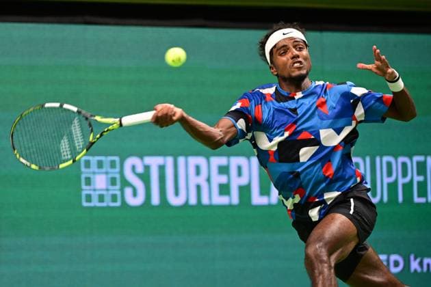 STOCKHOLM 20231016 Elias Ymer Sweden in his match against Roberto Bautista Agut Spain during the Nordic Open tennis tournament at Kungliga Tennishallen on Monday STOCKHOLM SVERIGE x10030x  Copyright: xJonasxEkströmer TTx TENNIS NORDIC OPEN