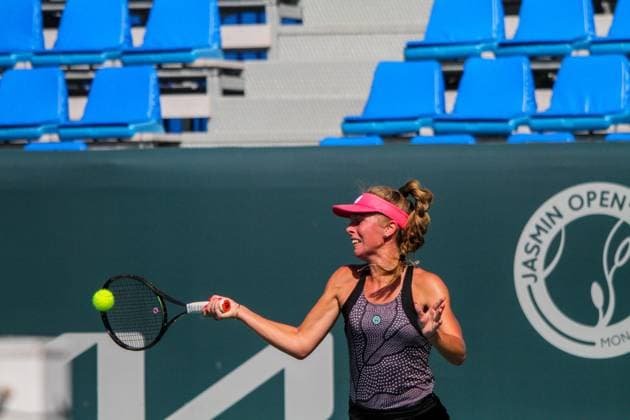 October 17, 2023: Monastir, Tunisia. 17 October 2023. Magdalena FrÄâ ¢ch of Poland plays against Nuria Parrizas-Diaz of Spain during the Jasmin Open tennis tournaments in Monastir, Tunisia - ZUMAd99_ 0308933912st Copyright: xHasanxMradx