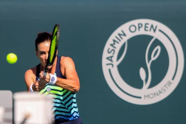 October 17, 2023: Monastir, Tunisia. 17 October 2023. Nuria Parrizas-Diaz of Spain plays against Magdalena FrÄâ ¢ch of Poland during the Jasmin Open tennis tournaments in Monastir, Tunisia - ZUMAd99_ 0308933930st Copyright: xHasanxMradx