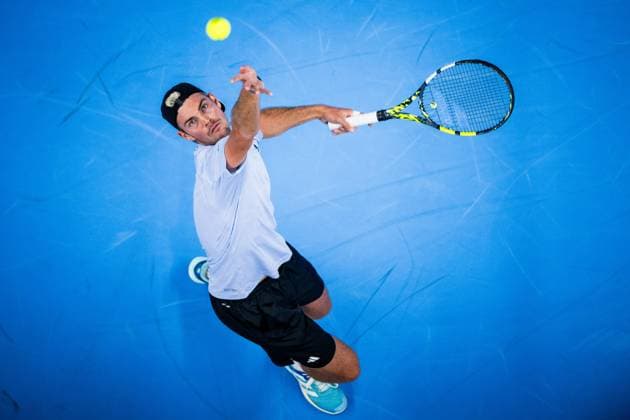 German Maximilian Marterer pictured in action during a first round match at the European Open Tennis ATP, Tennis Herren tournament, in Antwerp, Tuesday 17 October 2023. JASPERxJACOBS  x77922130x