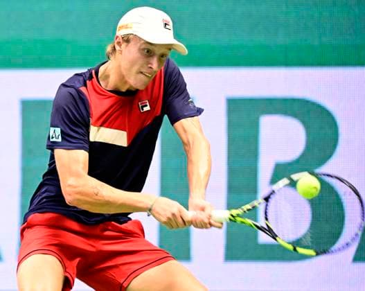 STOCKHOLM 20231017 Leo Borg in his match against Laslo Djere of Serbia during the Nordic Open tennis tournament at Kungliga Tennishallen on Tuesday evening STOCKHOLM SWEDEN x10030x  Copyright: xJonasxEkströmer TTx TENNIS NORDIC OPEN