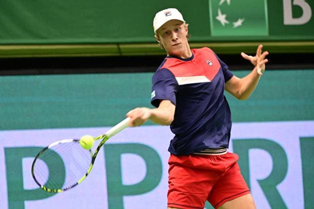 STOCKHOLM 20231017 Leo Borg in his match against Laslo Djere of Serbia during the Nordic Open tennis tournament at Kungliga Tennishallen on Tuesday evening STOCKHOLM SWEDEN x10030x  Copyright: xJonasxEkströmer TTx TENNIS NORDIC OPEN