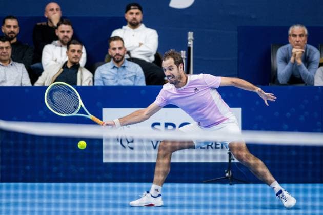 French Richard Gasquet pictured in action during a first round match at the European Open Tennis ATP, Tennis Herren tournament, in Antwerp, Tuesday 17 October 2023. JASPERxJACOBS  x77924078x