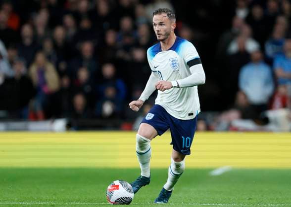 England v Australia - International Friendly, Länderspiel, Nationalmannschaft James Maddison of England on the ball during the international friendly match between England and Australia at Wembley Stadium on October 13, 2023 in London, England. London Wembley Stadium London United Kingdom Copyright: xRichardxSellers Sportsphoto APLx 13957697