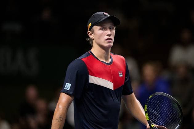 231017 Leo Borg of Sweden during day 4 of the Nordic Open tennis tournament on October 17, 2023 in Stockholm Photo Emma Wallskog BILDBYRAN COP 320 EW0269 tennis nordic open day 4 bbeng depp  Copyright: EMMAxWALLSKOG BB231017EW071