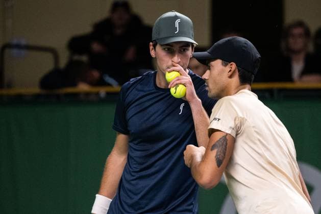 231017 Karl Friberg and Jonathan Mridha of Sweden during day 4 of the Nordic Open tennis tournament on October 17, 2023 in Stockholm Photo Emma Wallskog BILDBYRAN COP 320 EW0269 tennis nordic open dag 4 bbeng  Copyright: EMMAxWALLSKOG BB231017EW105