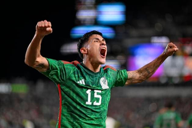 18 10 2023, Football National Teams Friendlies 2023, International Match, Mexico Germany, at Lincoln Financial Field Philadelphia, PA , Goal celebration Uriel Antuna Mexico.