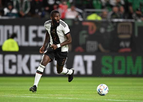 18 10 2023, football national teams friendlies 2023, international match, Mexico Germany, at Lincoln Financial Field Philadelphia, PA , Antonio Rüdiger Germany on ball