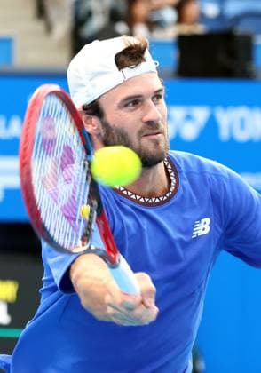 October 18, 2023, Tokyo, Japan - Tommy Paul of the United States returns the ball against his compatriot Mackenzie McDonald during the Second round match of the Japan Open tennis championships at the Ariake Colosseum in Tokyo on Wednesday, October 18, 2023. (photo by Yoshio Tsunoda AFLO) Noxthirdxpartyxsales  (0309086758st)