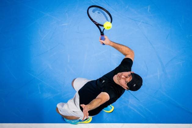 Dutch Matwe Middelkoop pictured in action during a second round doubles match at the European Open Tennis ATP, Tennis Herren tournament, in Antwerp, Wednesday 18 October 2023. JASPERxJACOBS  x77974456x