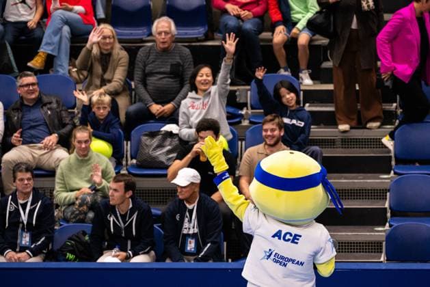 European Open mascot pictured during a first round match at the European Open Tennis ATP, Tennis Herren tournament, in Antwerp, Wednesday 18 October 2023. LAURIExDIEFFEMBACQ  x77980322x