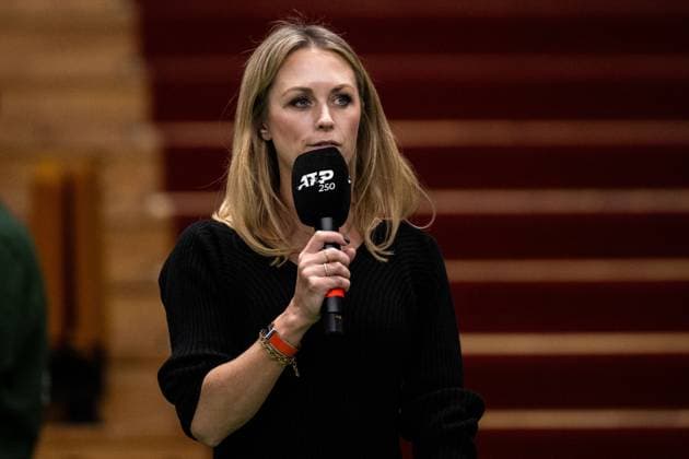 231018 TV presenter Karin Frick during day 5 of the Nordic Open tennis tournament on October 18, 2023 in Stockholm Photo Emma Wallskog BILDBYRAN COP 320 EW0271 tennis nordic open dag 5 bbeng  Copyright: EMMAxWALLSKOG BB231018EW027