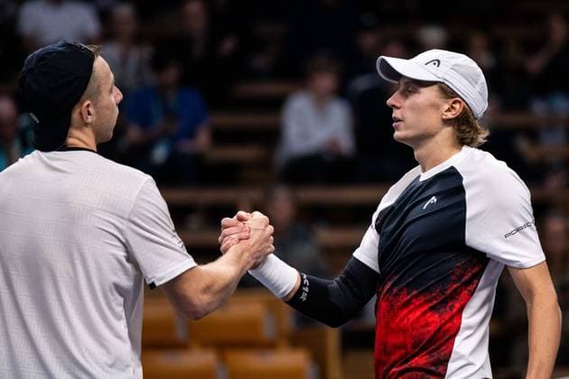 231018 Tallon Griekspoor of the Netherlands and Emil Ruusuvuori of Finland during day 5 of the Nordic Open tennis tournament on October 18, 2023 in Stockholm Photo Emma Wallskog BILDBYRAN COP 320 EW0271 tennis nordic open dag 5 bbeng  Copyright: EMMAxWALLSKOG BB231018EW035