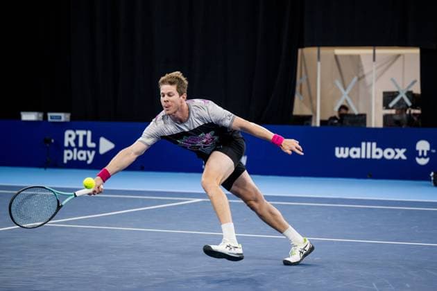Ariel Behar pictured in action during a second round doubles match at the European Open Tennis ATP, Tennis Herren tournament, in Antwerp, Wednesday 18 October 2023. JASPERxJACOBS  x77984895x