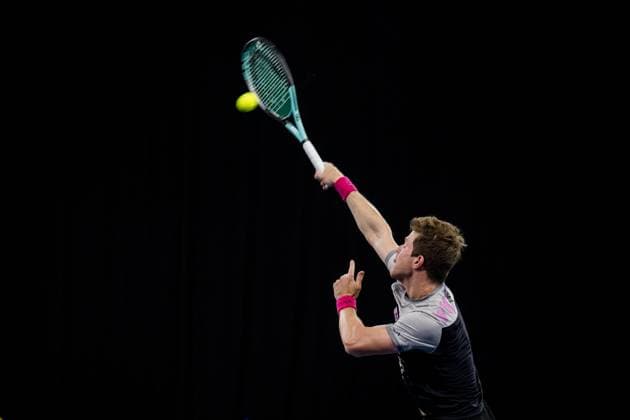 Ariel Behar pictured in action during a second round doubles match at the European Open Tennis ATP, Tennis Herren tournament, in Antwerp, Wednesday 18 October 2023. JASPERxJACOBS  x77985077x