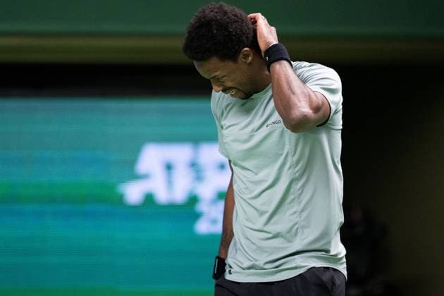 231018 Gael Monfils of France Looks dejected during day 5 of the Nordic Open tennis tournament on October 18, 2023 in Stockholm Photo Emma Wallskog BILDBYRAN COP 320 EW0271 tennis nordic open dag 5 bbeng depp  Copyright: EMMAxWALLSKOG BB231018EW044