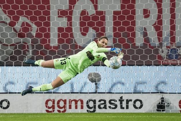 231018 goalkeeper Jennifer Falk of Häcken during the UEFA Women s Champions League qualifying match between Twente and Häcken on October 18, 2023 in Enschede Photo Mathias Bergeld BILDBYRAN kod MB MB0749 fotboll soccer fotball champions league champions league qualification twente häcken dam bbeng kval qualifier qualification  Copyright: MATHIASxBERGELD BB231018MB034