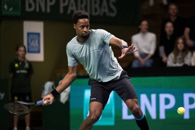 231018 Gael Monfils of France during day 5 of the Nordic Open tennis tournament on October 18, 2023 in Stockholm Photo Emma Wallskog BILDBYRAN COP 320 EW0271 tennis nordic open dag 5 bbeng  Copyright: EMMAxWALLSKOG BB231018EW046