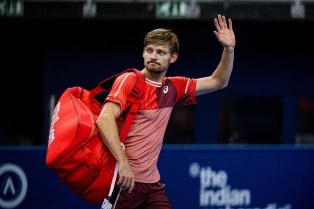 Belgian David Goffin looks dejected after losing a second round match between French Mpetshi Perricard and Belgian Goffin at the European Open Tennis ATP, Tennis Herren tournament, in Antwerp, Wednesday 18 October 2023. JASPERxJACOBS  x77995026x
