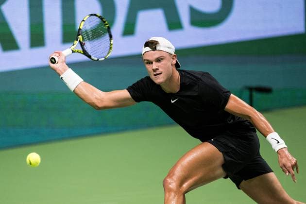231018 Holger Rune of Denmark during day 5 of the Nordic Open tennis tournament on October 18, 2023 in Stockholm Photo Emma Wallskog BILDBYRAN COP 320 EW0271 tennis nordic open dag 5 bbeng  Copyright: EMMAxWALLSKOG BB231018EW058