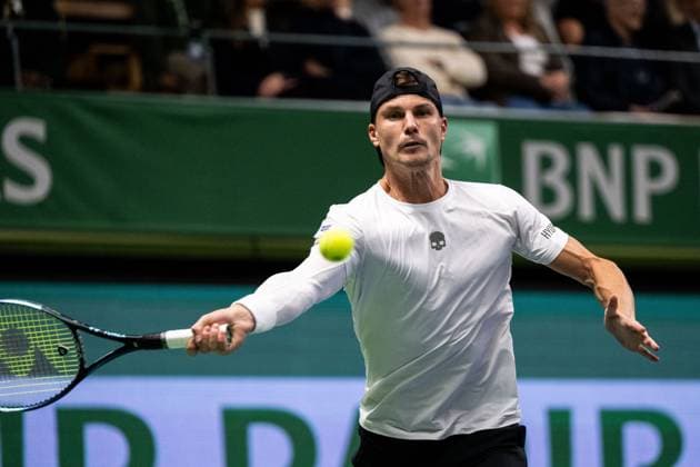 231018 Marton Fucsovics of Hungary during day 5 of the Nordic Open tennis tournament on October 18, 2023 in Stockholm Photo Emma Wallskog BILDBYRAN COP 320 EW0271 tennis nordic open dag 5 bbeng  Copyright: EMMAxWALLSKOG BB231018EW079