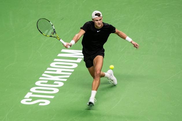 231018 Holger Rune of Denmark during day 5 of the Nordic Open tennis tournament on October 18, 2023 in Stockholm Photo Emma Wallskog BILDBYRAN COP 320 EW0271 tennis nordic open dag 5 bbeng  Copyright: EMMAxWALLSKOG BB231018EW085