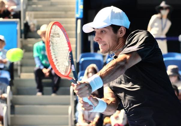 October 19, 2023, Tokyo, Japan - Cristian Garin of Chile returns the ball against Alexei Popyrin of Australia during the second round match of the Japan Open tennis championships at the Ariake Colosseum in Tokyo on Thursday, October 19, 2023. (photo by Yoshio Tsunoda AFLO) Noxthirdxpartyxsales  (0309204075st)