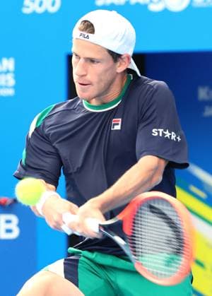 October 19, 2023, Tokyo, Japan - Diego Schwartzman of Argentina returns the ball against Alex De Minaur of Australia during the second round match of the Japan Open tennis championships at the Ariake Colosseum in Tokyo on Thursday, October 19, 2023. (photo by Yoshio Tsunoda AFLO) Noxthirdxpartyxsales  (232935509)