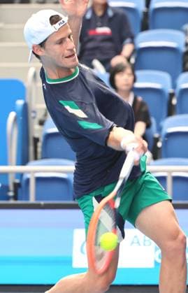 October 19, 2023, Tokyo, Japan - Diego Schwartzman of Argentina returns the ball against Alex De Minaur of Australia during the second round match of the Japan Open tennis championships at the Ariake Colosseum in Tokyo on Thursday, October 19, 2023. (photo by Yoshio Tsunoda AFLO) Noxthirdxpartyxsales  (232935511)
