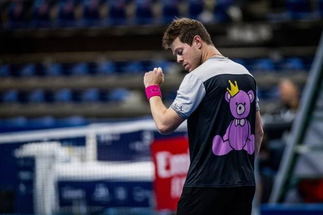 Ariel Behar pictured during a doubles quarter final match at the European Open Tennis ATP, Tennis Herren tournament, in Antwerp, Thursday 19 October 2023. JASPERxJACOBS  x78033283x