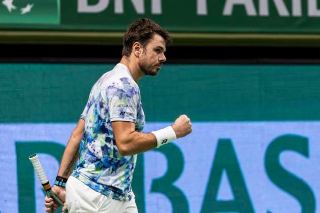 231019 Stan Wawrinka of Switzerland celebrates during day 6 of the Nordic Open tennis tournament on October 19, 2023 in Stockholm Photo Michael Campanella BILDBYRAN COP 313 MC0068 tennis nordic open day 6 bbeng jubel  Copyright: MICHAELxCAMPANELLA BB231019MC001