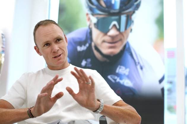 Christopher Froome PHOTOPQR NICE MATIN Philipe Arnassan ; Frejus ; 19 10 2023 ; Christopher Froome chez Ekoï pour essayer des tenues et presenter son nouveau maillot du team Israel Ekoï new partner of Team Israel Premier Tech presents the 2023 jersey Frejus France  Copyright: xPHOTOPQR NICExMATIN MAXPPPxPhilipexArnassanx 20231019NIM5128 20231019NIM5128