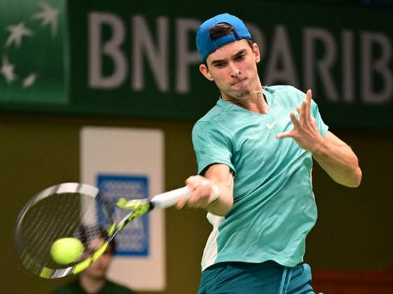 STOCKHOLM 20231019 Dino Prizmic Croatia in his match against Elias Ymer during the ATP Nordic Open tennis tournament in the Royal Tennis Hall on Thursday STOCKHOLM Sweden x10030x  Copyright: xJonasxEkströmer TTx TENNIS NORDIC OPEN