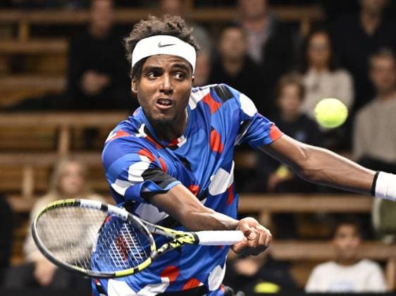 STOCKHOLM 20231019 Elias Ymer in his match against Dino Prizmic Croatia during the Nordic Open tennis tournament at Kungliga Tennishallen on Thursday STOCKHOLM Sweden x10030x  Copyright: xJonasxEkströmer TTx TENNIS NORDIC OPEN