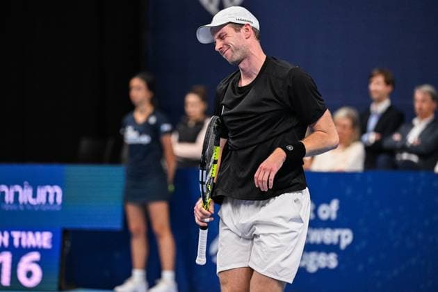 Dutch Botic Van de Zandschulp reacts during a singles second round match at the European Open Tennis ATP, Tennis Herren tournament, in Antwerp, Thursday 19 October 2023. LAURIExDIEFFEMBACQ  x78057170x