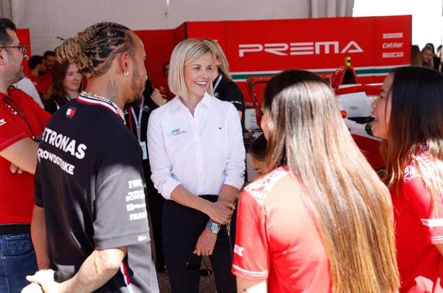 44 Lewis Hamilton GBR, Mercedes AMG Petronas F1 Team , Susie Wolff GBR, Managing Director F1 Academy , F1 Grand Prix of USA at Circuit of The Americas on October 19, 2023 in Austin, United States of America Photo by HOCH ZWEI Austin United States of America
