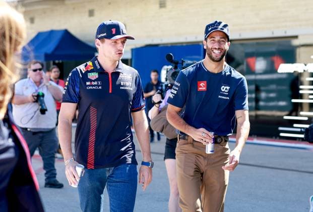 1 Max Verstappen NLD, Oracle Red Bull Racing , 3 Daniel Ricciardo AUS, Scuderia AlphaTauri , F1 Grand Prix of USA at Circuit of The Americas on October 19, 2023 in Austin, United States of America Photo by HOCH ZWEI Austin United States of America