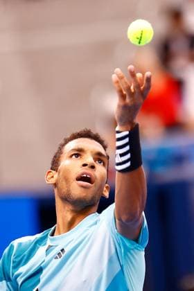 October 20, 2023, Tokyo, Japan: Felix AUGER-ALIASSIME (CAN) serves against Marcos GIRON (USA) during their singles quarter-final match of the Kinoshita Group Japan Open Tennis Championships 2023 at the Ariake Coliseum. This is the longest-running ATP, Tennis Herren Tour tournament in Asia, first held in 1972. The tournament runs from October 16 to 22. Giron won 6-1, 6-4. Tokyo Japan - ZUMAm191 20231020_aap_m191_022 Copyright: xRodrigoxReyesxMarinx