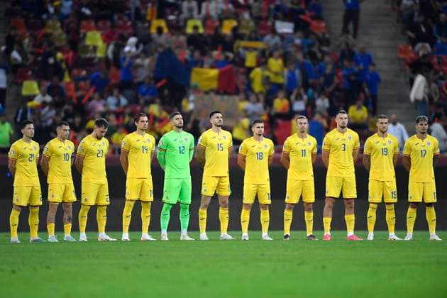 ROU: Romania V Andorra: Group I - UEFA EURO, EM, Europameisterschaft,Fussball 2024 European Qualifiers Horatiu Moldovan, Radu Dragusin, Nicolae Stanciu, Nicusor Bancu, Ianis Hagi, Andrei Burca, Florinel Coman, Razvan Marin, Daniel Birligea, Olimpiu, Morutan, Deian Sorescu of Romania in action during the European Championship, EM, Europameisterschaft 2024 Qualifying Round between Romania and Andorra at National Arena in Bucharest, Romania, on October 15, 2023. Bucharest Romania  Copyright: xAlexxNicodimx originalFilename:nicodim-romaniav231015_np25l.jpg