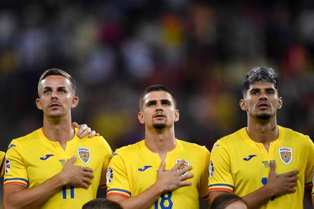 ROU: Romania V Andorra: Group I - UEFA EURO, EM, Europameisterschaft,Fussball 2024 European Qualifiers Nicusor Bancu, Razvan Marin and Florinel Coman and of Romania in action during the European Championship, EM, Europameisterschaft 2024 Qualifying Round between Romania and Andorra at National Arena in Bucharest, Romania, on October 15, 2023. Bucharest Romania  Copyright: xAlexxNicodimx originalFilename:nicodim-romaniav231015_npKsk.jpg