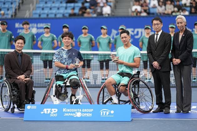 (L-R) Shingo Kunieda, Takashi Sanada, Tokito Oda (JPN), OCTOBER 20, 2023 - Tennis : Kinoshita Group Japan Open Wheelchair Tennis Championships 2023 Men s Singles Award Ceremony at Ariake Coliseum, Tokyo, Japan. Noxthirdxpartyxsales  (233038039)