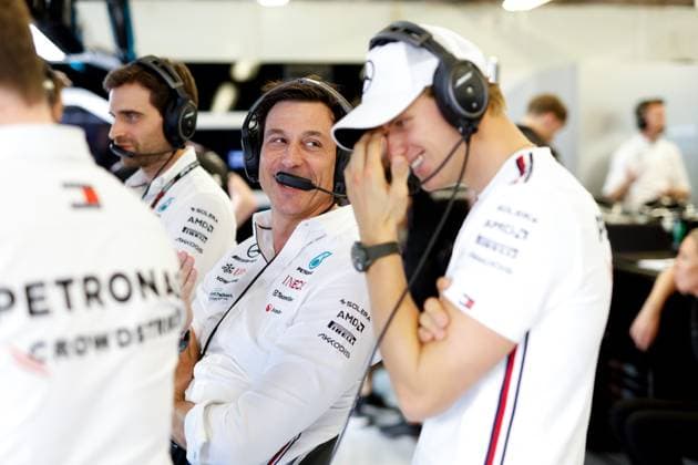 Toto Wolff AUT, Mercedes AMG Petronas F1 Team , Mick Schumacher DEU, Mercedes AMG Petronas F1 Team , F1 Grand Prix of USA at Circuit of The Americas on October 20, 2023 in Austin, United States of America Photo by HOCH ZWEI Austin United States of America