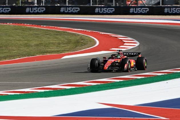 AUSTIN, TX - OCTOBER 20: Scuderia Ferrari driver Charles Leclerc (16) of Monaco makes his way out of turn 18 during the during the qualifying session of the Formula 1 Lenovo United States Grand Prix on October 20, 2023, at Circuit of The Americas in Austin, Texas. (Photo by Ken Murray Icon Sportswire) AUTO: OCT 20 F1 United States Grand Prix EDITORIAL USE ONLY Icon2310200051