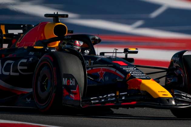 Dutch Formula One driver Max Verstappen of Red Bull Racing participates in qualifying for the Formula One Grand Prix of the US at the Circuit of The Americas in Austin, Texas, on Friday, October 20, 2023.  AUS20231020204 GREGxNASH