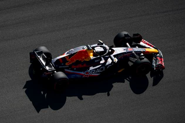 Dutch Formula One driver Max Verstappen of Red Bull Racing participates in qualifying for the Formula One Grand Prix of the US at the Circuit of The Americas in Austin, Texas, on Friday, October 20, 2023.  AUS20231020208 GREGxNASH